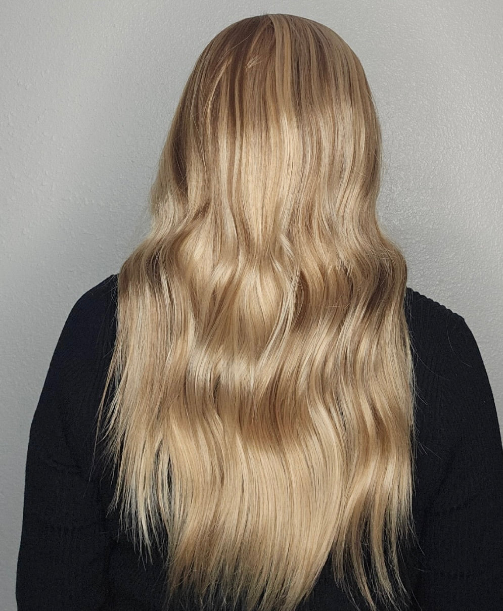 CARKIRA 24" Lily Warm Blonde with Brown Low Lights Utah Curls 13x4 Lace Front Wig with Medium Cap Unisex Heat Friendly Up to 320°F Natural Looking Soft Smooth Realistic Scalp Hairline