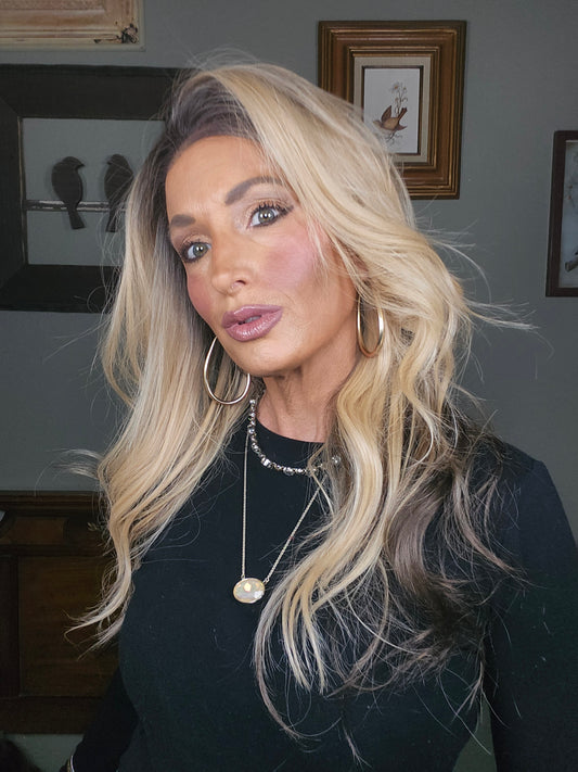 CARKIRA Kiana Ombre Blonde 13x6 Lace Front Wig with Long Brown Body Wave Medium Cap Unisex Heat Friendly Up to 320°F Natural Looking Soft Smooth Realistic Scalp Hairline