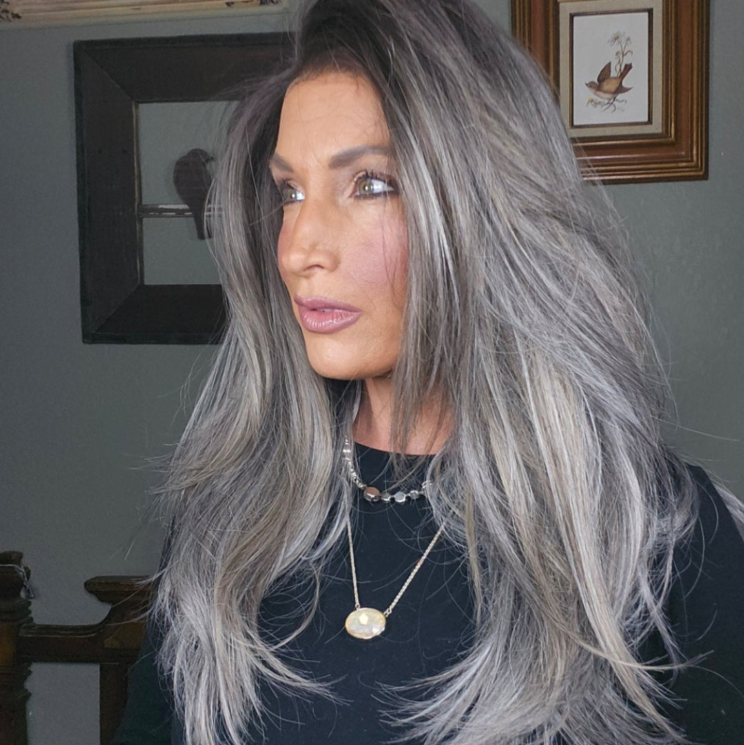 OPEN BOX RETURN: CARKIRA Allison Cinders and Ash 13x4 Lace Front Wig 22" in Length