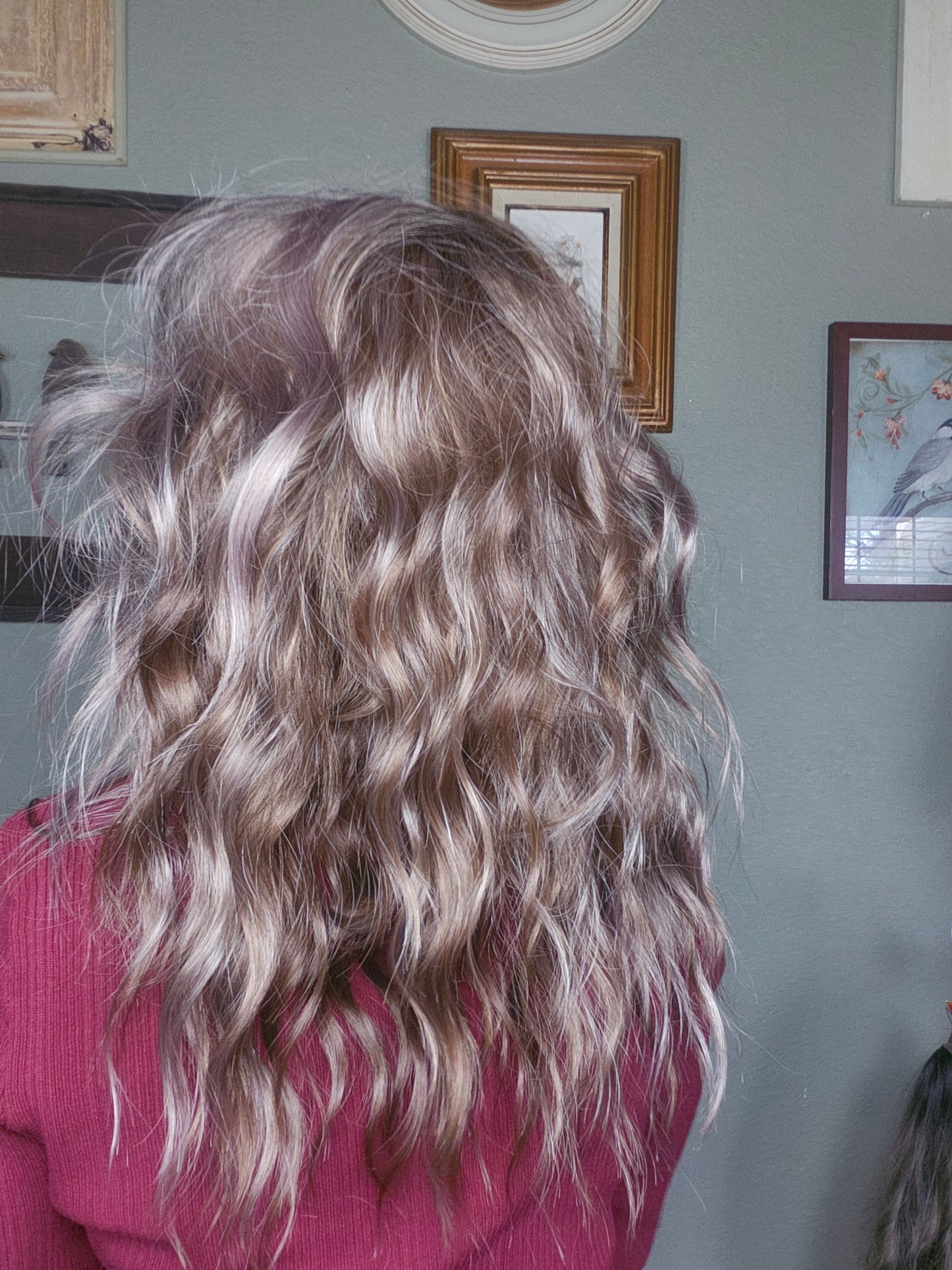 CARKIRA 20"OG Michelle in the Icy Brunette with Pink Highlights 13x4 Lace Front Wig with Medium Cap Unisex Heat Friendly