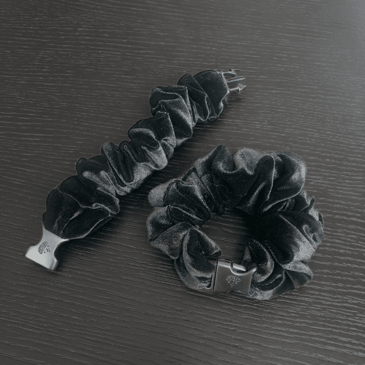 Black Velvet Buckle Scrunchie - No Snagging, No Tangles
