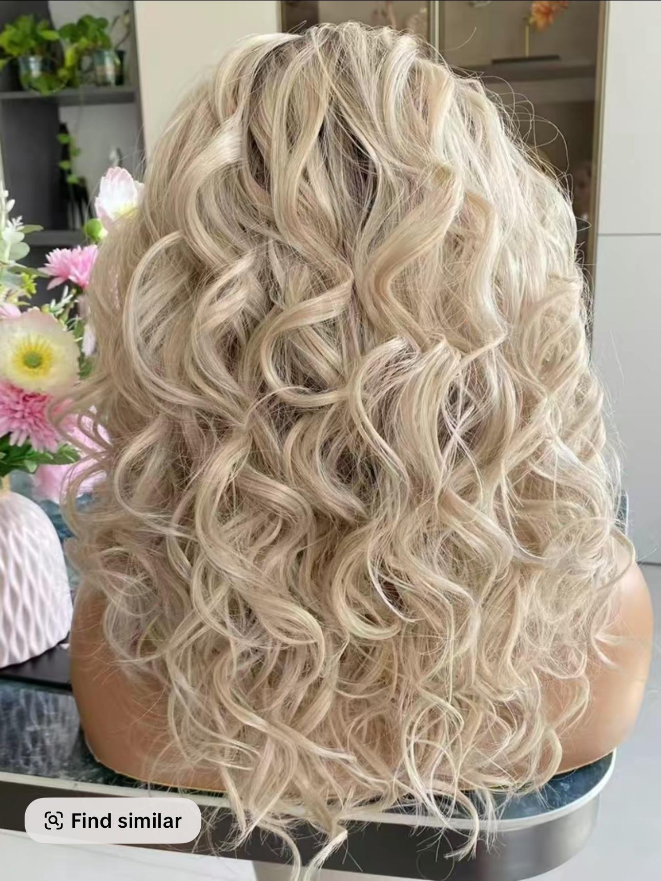 CARKIRA Cara Short 14" Curly Ash Blonde Highlight Wig 13x4 Lace Front Medium Cap Unisex Heat Friendly 320°F Natural Soft Smooth Realistic Scalp Hairline