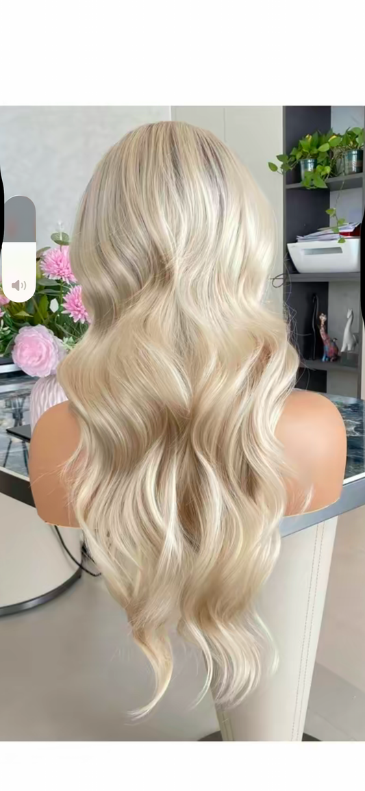 CARKIRA - April - Scandi Hairline Cool Ombre Blonde Long Body Wave - 22" - 13x4 Lace Front - Medium Cap - FREE SHIPPING