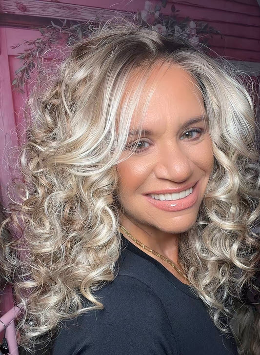 CARKIRA Faith in the Beach Bonfire Blonde 18 Inch 13x4 Luxury Lace Synthetic Wig Glueless Natural Hairline Heat-Friendly