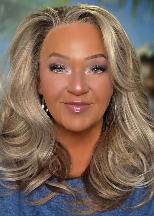 CARKIRA HeatherJoy in the Cashmere Latte 18 Inch 13x4 Luxury Lace Synthetic Wig Glueless Natural Hairline Heat-Friendly