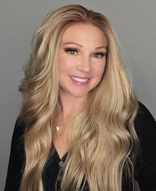 CARKIRA 24" Lily Warm Blonde with Brown Low Lights Utah Curls 13x4 Lace Front Wig with Medium Cap Unisex Heat Friendly Up to 320°F Natural Looking Soft Smooth Realistic Scalp Hairline