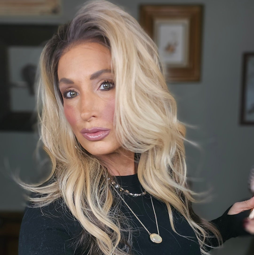 CARKIRA Kiana Ombre Blonde 13x6 Lace Front Wig with Long Brown Body Wave Medium Cap Unisex Heat Friendly Up to 320°F Natural Looking Soft Smooth Realistic Scalp Hairline