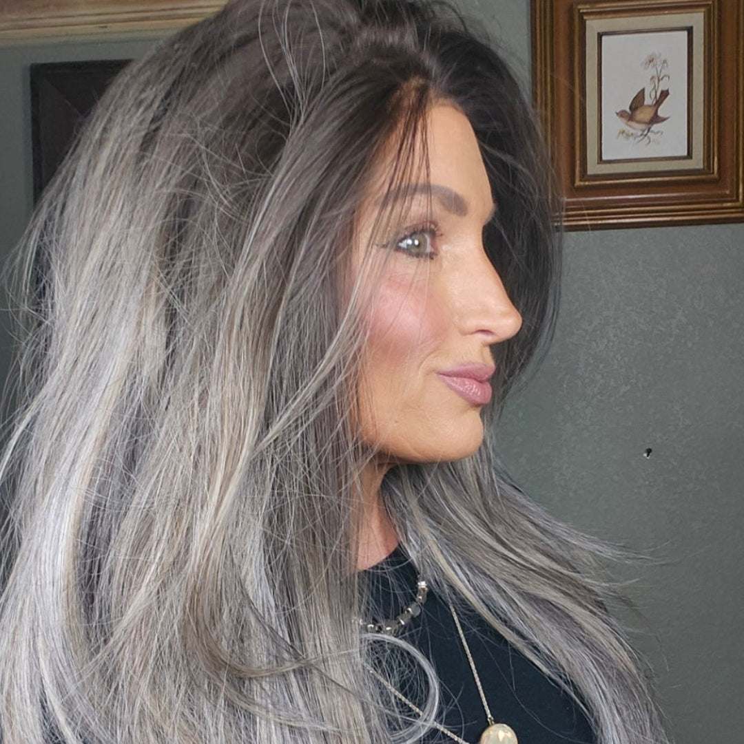 OPEN BOX RETURN: CARKIRA Allison Cinders and Ash 13x4 Lace Front Wig 22" in Length