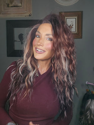 OPEN BOX: CARKIRA -Jessica Blushed Auburn -20" 13x4 Lace Front Wig Scandinavian Hairline Blushed Auburn - Medium Cap