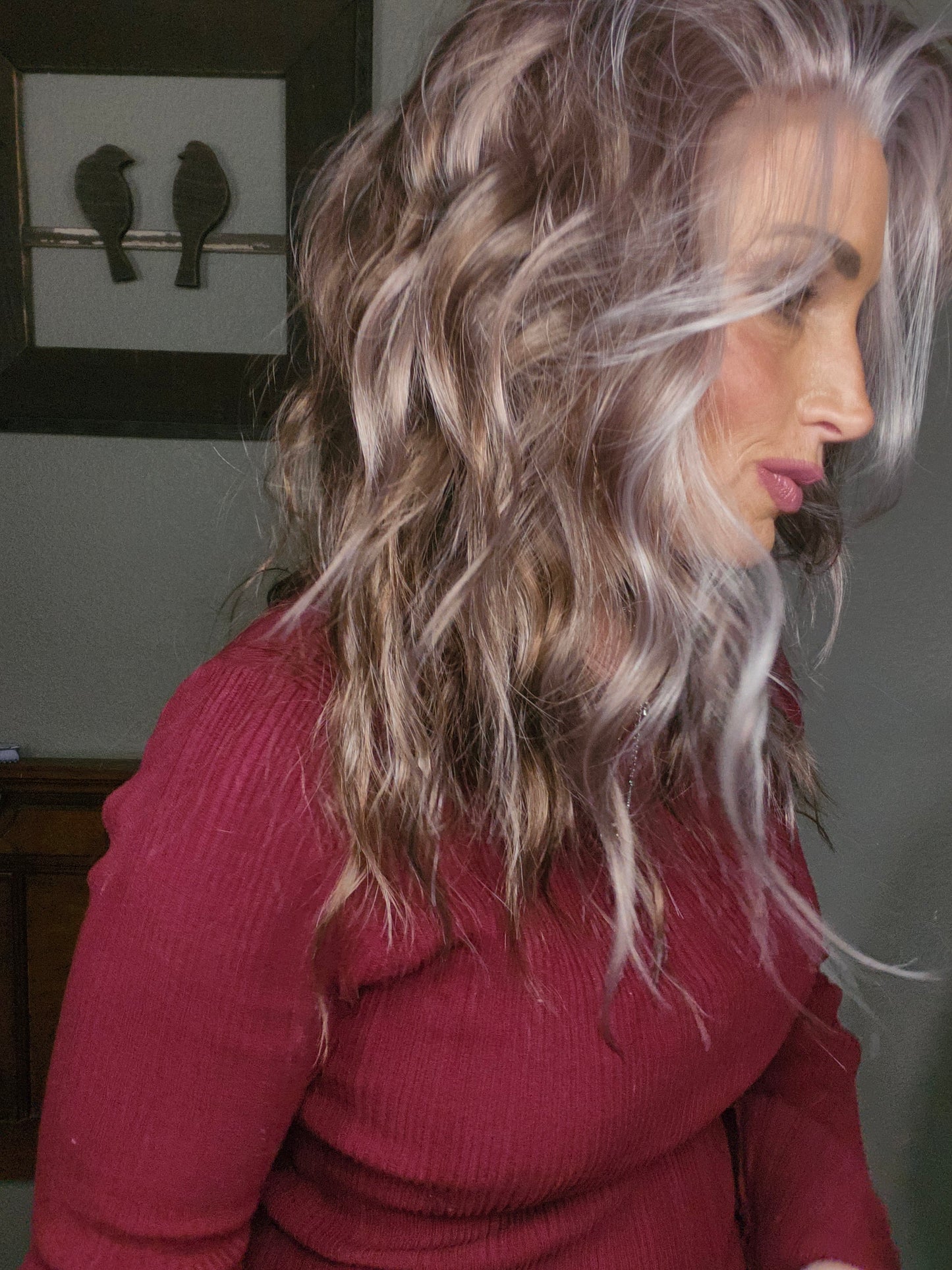 CARKIRA 20"OG Michelle in the Icy Brunette with Pink Highlights 13x4 Lace Front Wig with Medium Cap Unisex Heat Friendly