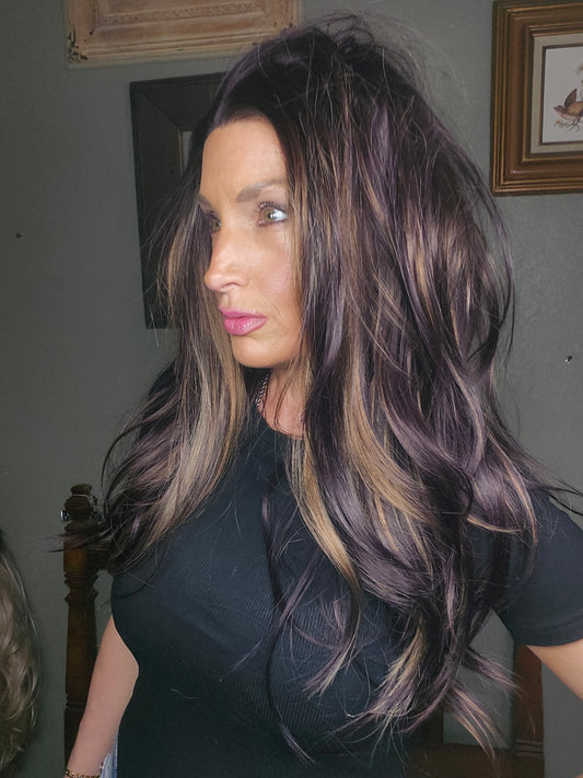 OPEN BOX: CARKIRA Natasha 22-24"  Aubergine with Burnished Bronze Highlights 13x4 Standard Cap