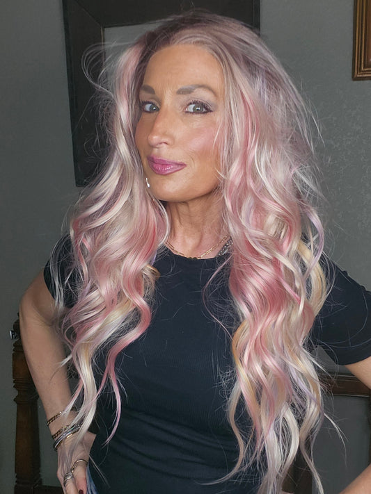 OPEN BOX: CARKIRA 24-26" Sweet Tarts 13x4 Blonde with Sweet Tart Color Highlights