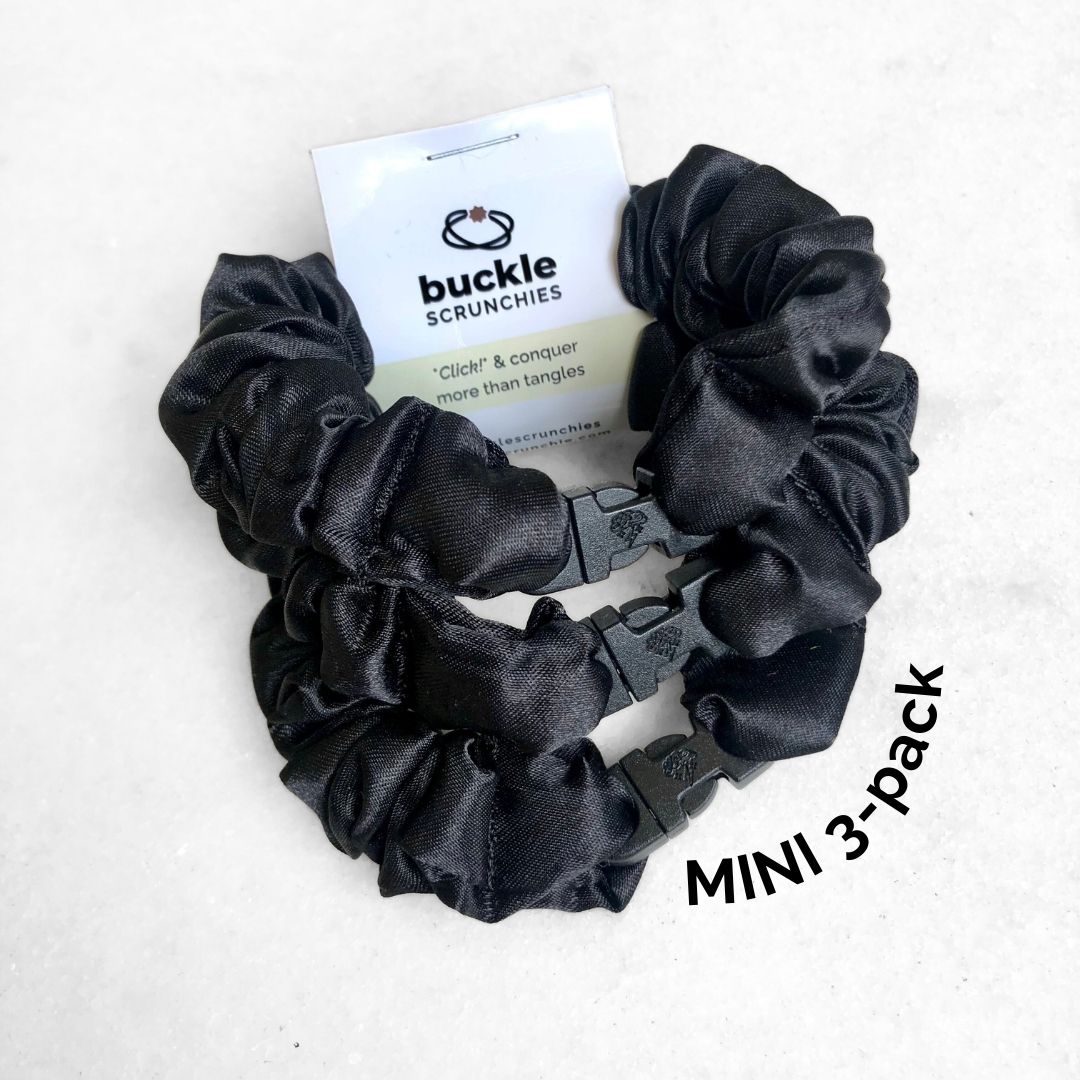 MINI 3-Pack Neutral Buckle Scrunchies Bundle - No Snagging, No Tangles