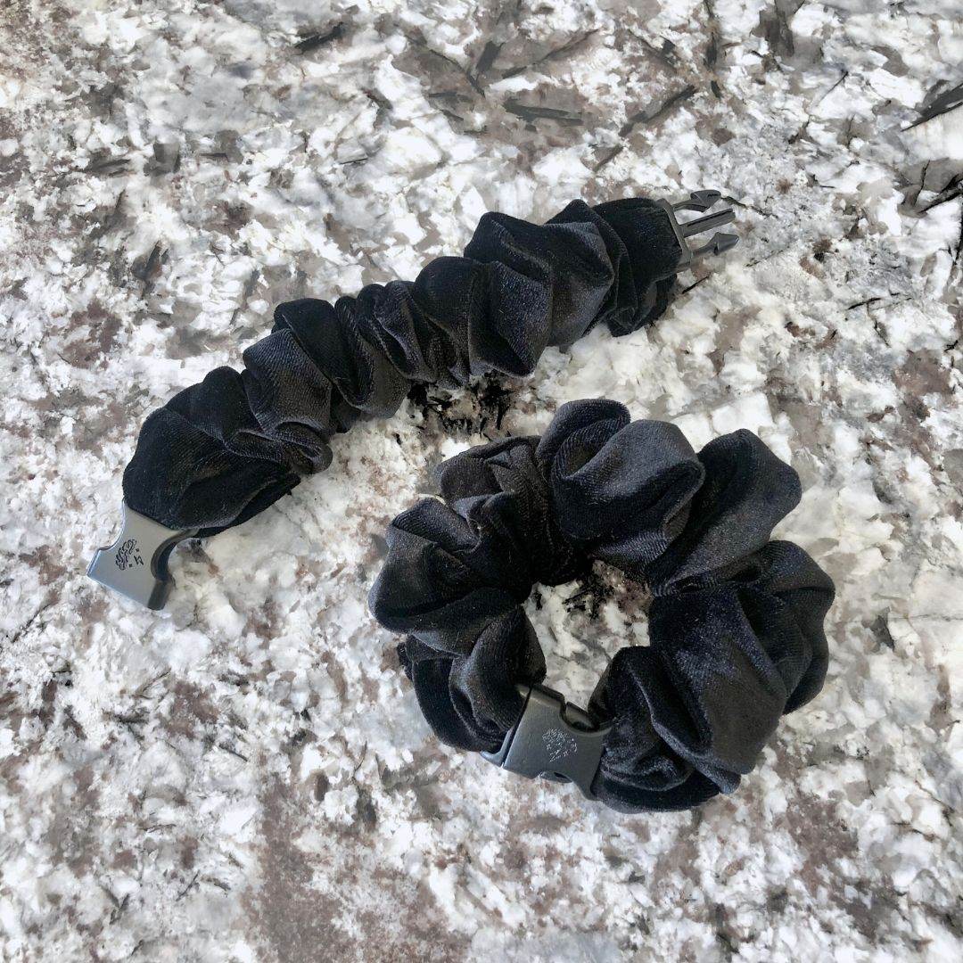 Black Velvet Buckle Scrunchie - No Snagging, No Tangles