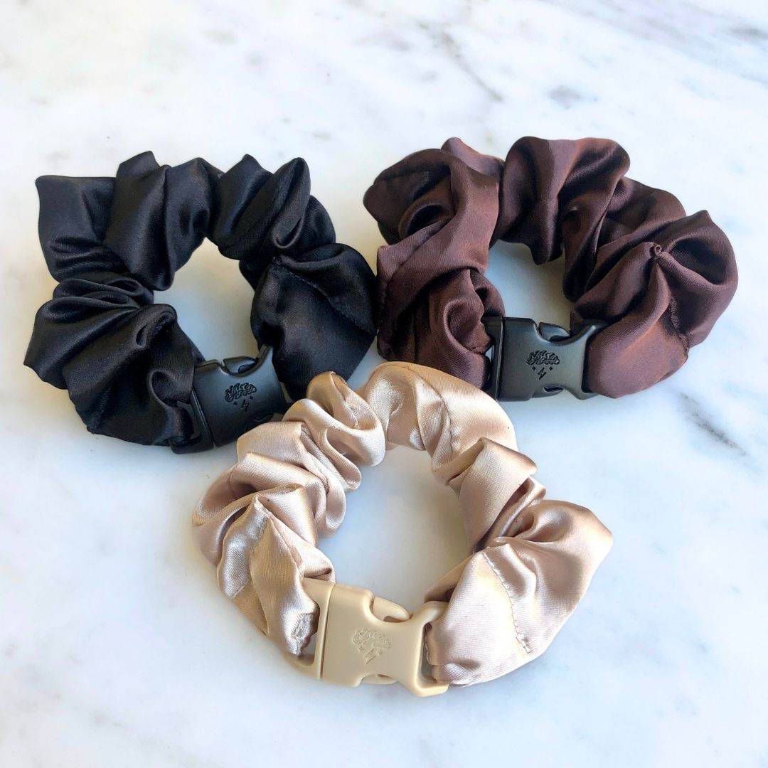 Neutrals Starter Pack - 3-Pack Buckle Scrunchies Bundle - No Snagging, No Tangles