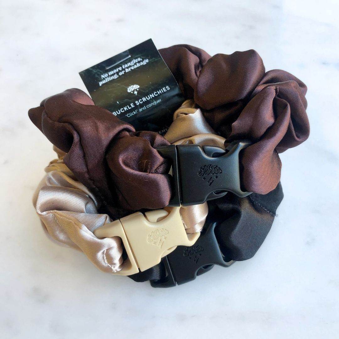 Neutrals Starter Pack - 3-Pack Buckle Scrunchies Bundle - No Snagging, No Tangles