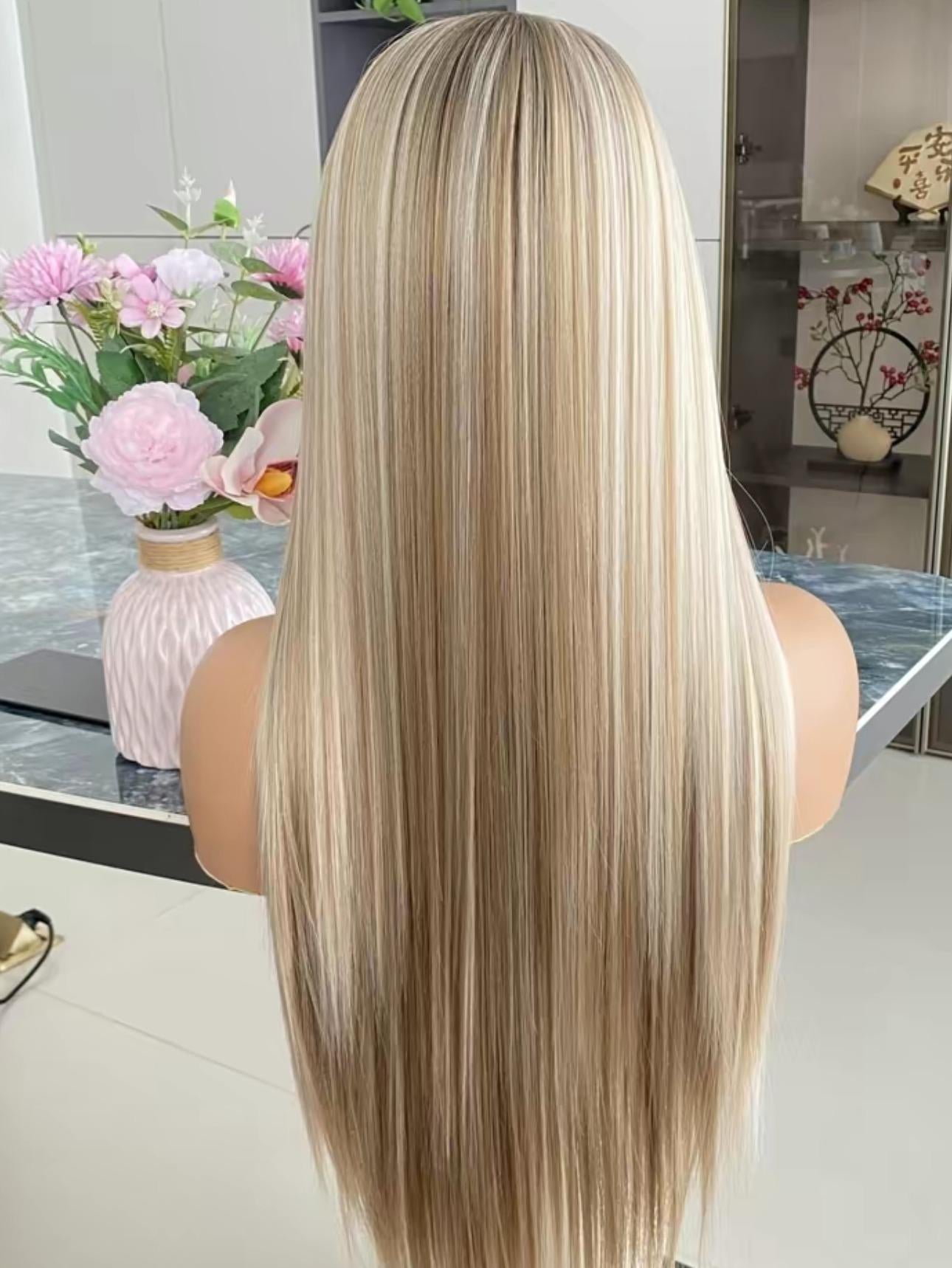 CARKIRA Janet 13x4 Lace Front 26" Wig Honey Blonde with Platinum Highlights Medium Cap Unisex Heat Friendly Up to 320°F Natural Looking Soft Smooth Realistic Scalp Hairline