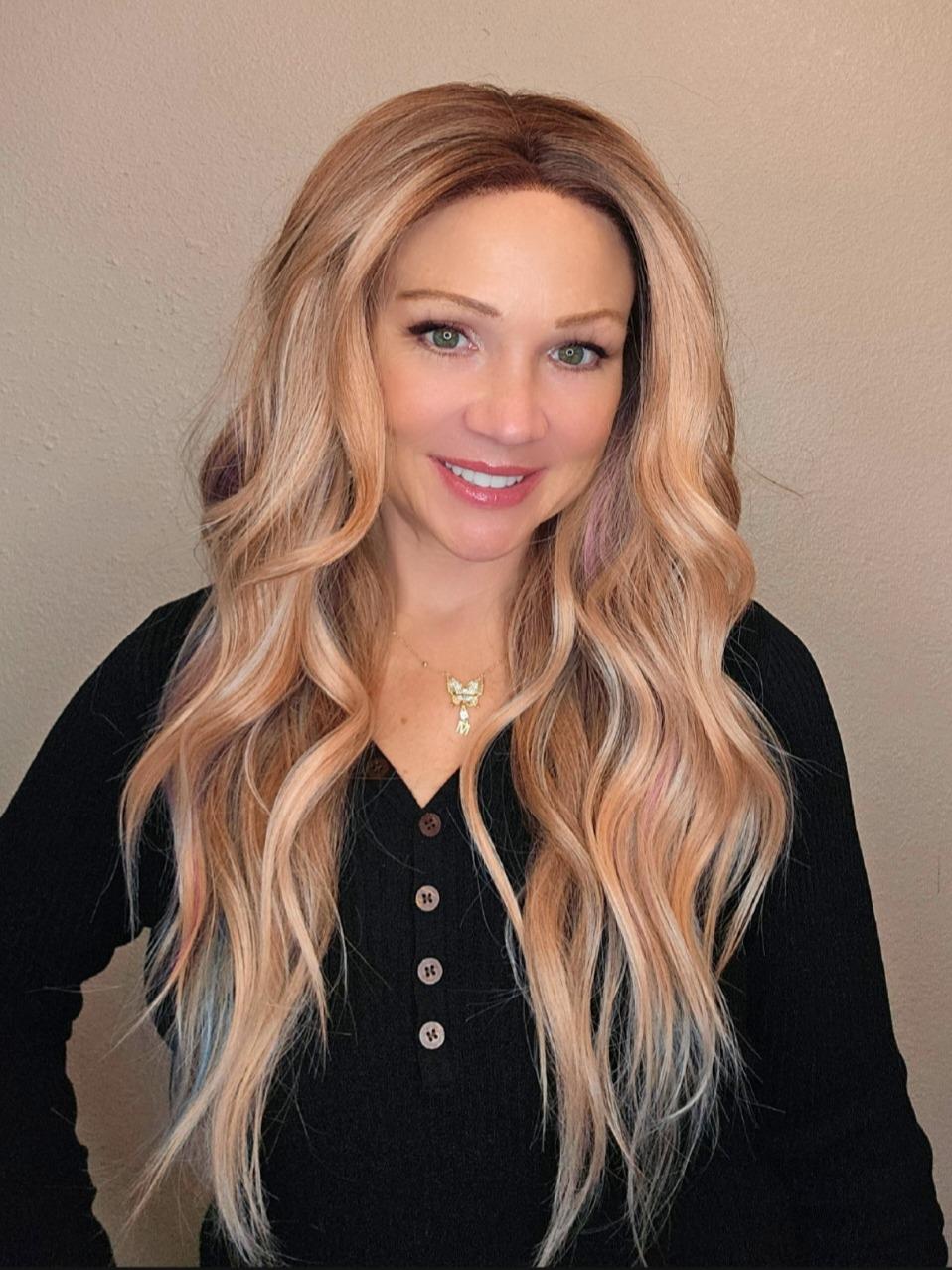 CARKIRA Tina 13x4 Apricot Rainbow Blonde Wig 22" Lace Front Medium Cap Heat Friendly Up to 320°F Natural Look Soft Smooth Realistic Scalp Hairline Unisex Adjustable Straps