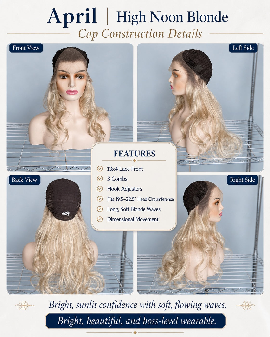 CARKIRA April 23 Inch 13x4 Luxury Lace Front Synthetic Wig Glueless Natural Hairline Heat-Friendly