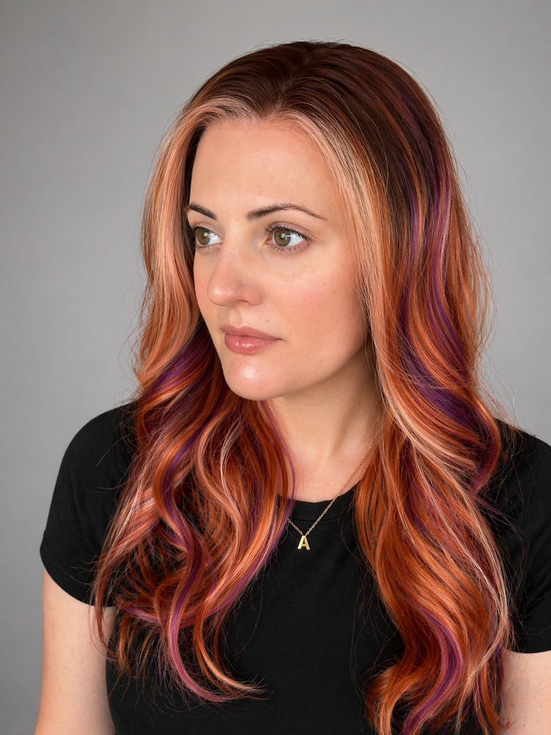 CARKIRA Leilani in Flipped Purple Clamshell 20 Inch 13x4 Lace Front Synthetic Wig Glueless Natural Hairline Heat-Friendly