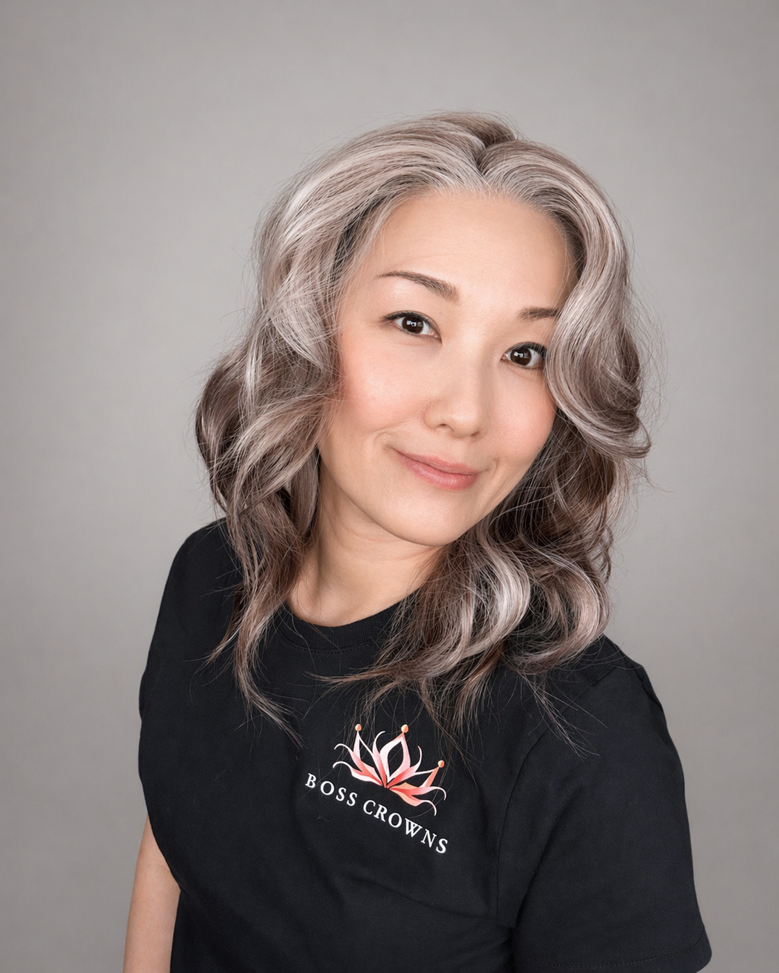 CARKIRA 20"OG Michelle in the Icy Brunette with Pink Highlights 13x4 Lace Front Wig with Medium Cap Unisex Heat Friendly