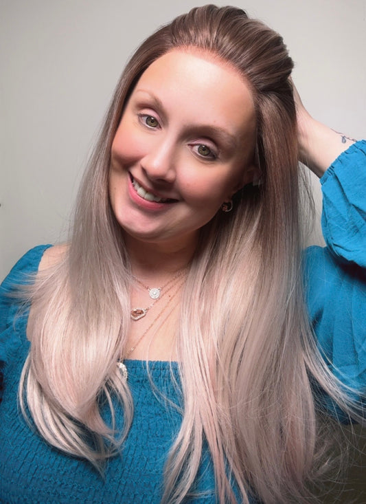 CARKIRA Cathy 22" Blushed Apricot 13x4 Lace Front Wig with Medium Cap Unisex Heat Friendly Up to 320°F Natural Looking Soft Smooth Realistic Scalp Hairline