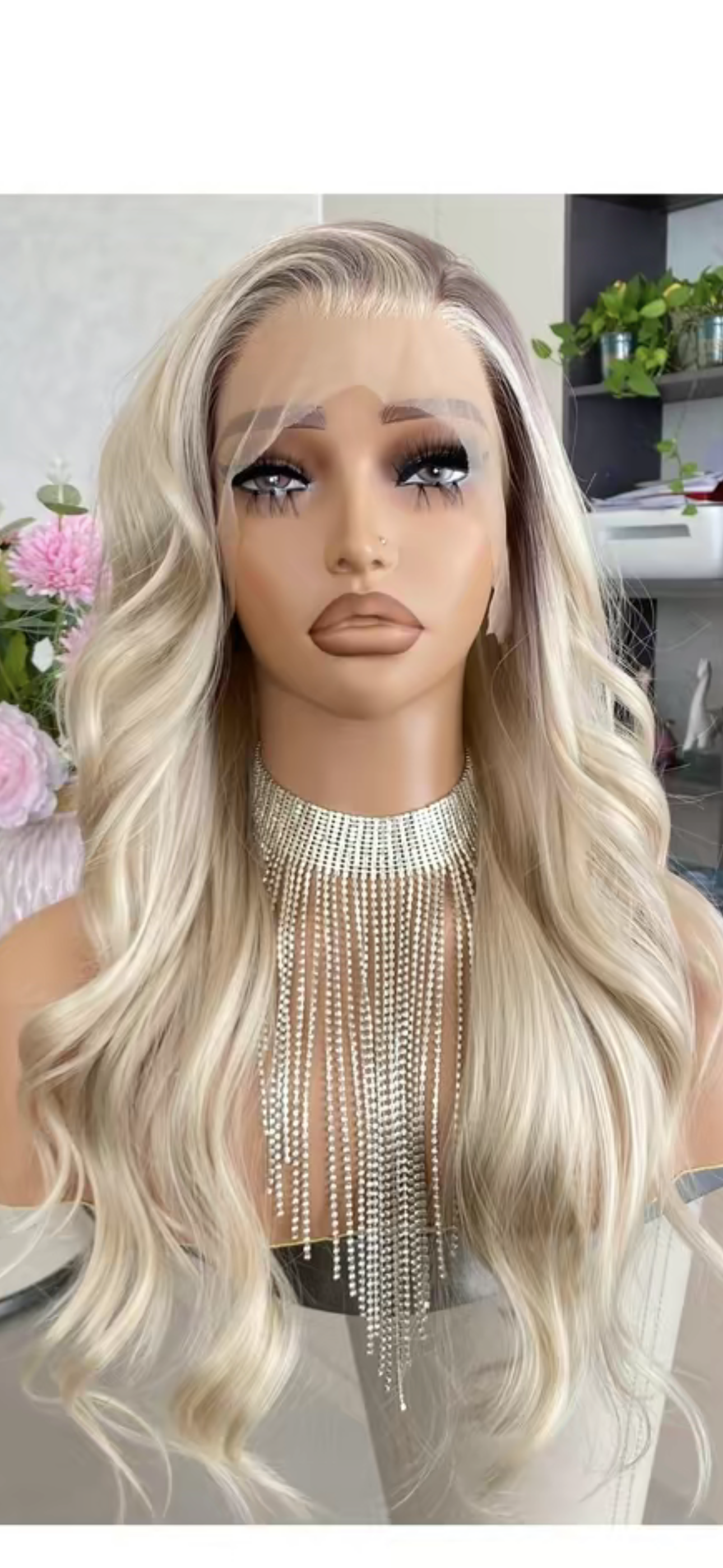 CARKIRA - April -  Scandi Hairline Cool Ombre Blonde Long Body Wave - 22" - 13x4 Lace Front  - Medium Cap - FREE SHIPPING