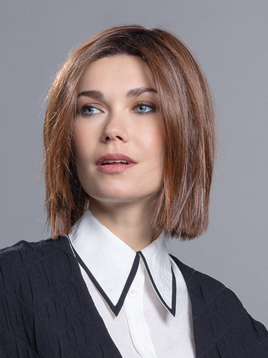 LIA II by ELLEN WILLE in CINNAMON BROWN ROOTED 33.30.130 | Dark Auburn, Light Auburn and Deep Copper Brown Blend with Dark Shaded Roots