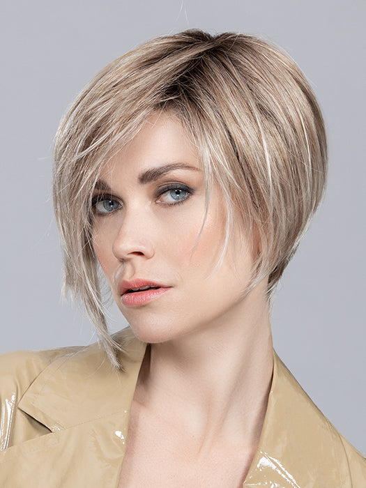 RICH MONO by ELLEN WILLE in PEARL BLONDE ROOTED 49,101.14 | Dark Ash Blonde Blended with Grey and Pearl Platinum and Medium Ash Blond Blend with Shaded Roots