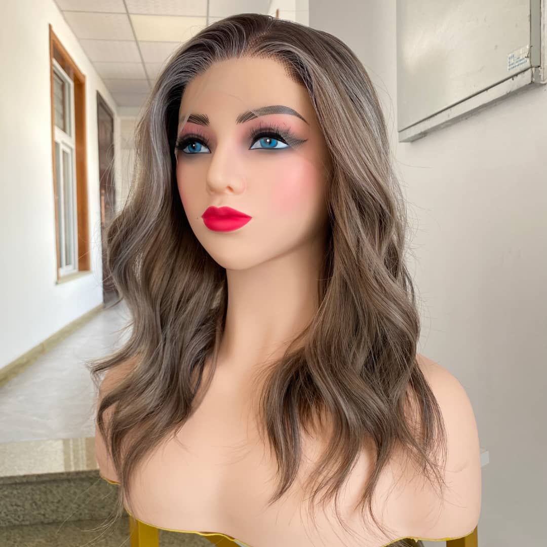 CARKIRA Raesha Frosted Pecan Waffle 20 Inch Body Wave 13x4 Lace Front Synthetic Wig Glueless Pre-Cut Natural Hairline Heat-Friendly