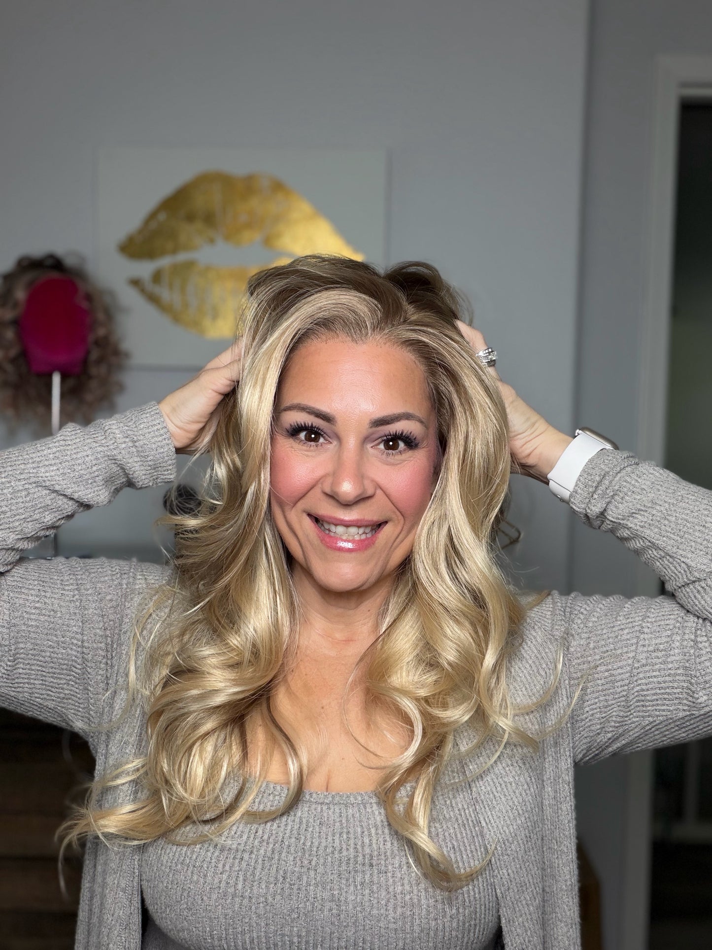 CARKIRA Marilyn 22" Chocolate Swirl Blonde 13x4 Lace Front Wig with Loose Curls Medium Cap Unisex Heat Friendly Up to 320°F Natural Looking Soft Smooth Realistic Scalp Hairline