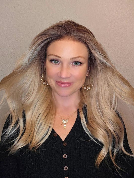 CARKIRA Linda 13x4 Lace Front 20" Ash Blonde Highlight Platinum Wig with Curtain Bangs Medium Cap Unisex Heat Friendly Up to 320°F Natural Looking Soft Smooth Realistic Scalp Hairline