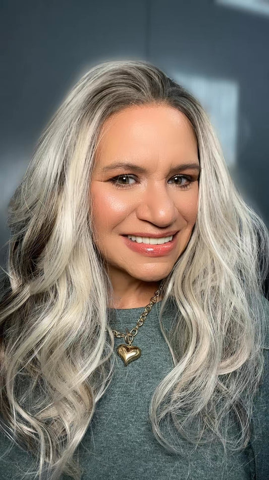 Carkira Belle 22" 13x6 Lace Front Wig Ash Blonde Highlight Brown Ombre Synthetic Hair Adjustable Straps Natural Look Heat Friendly for Daily Wear & Styling